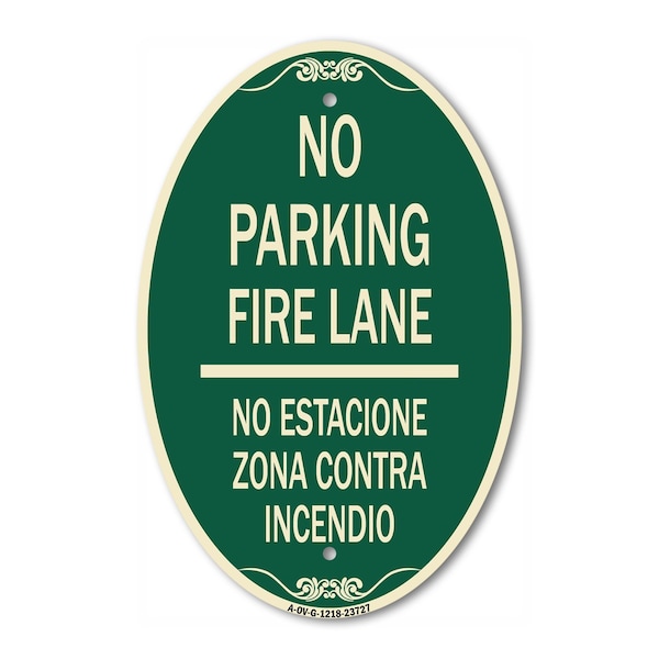 Signmission No Parking Fire Lane No Estacione Zona Contra, 12 In X 18 In Architectural, Heavy Gauge Aluminum A-OV-G-1218-23727 - main