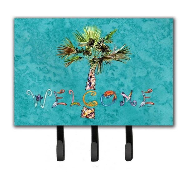 Carolines Treasures Welcome Palm Tree On Teal Leash and Key Holder 8711TH68 - main