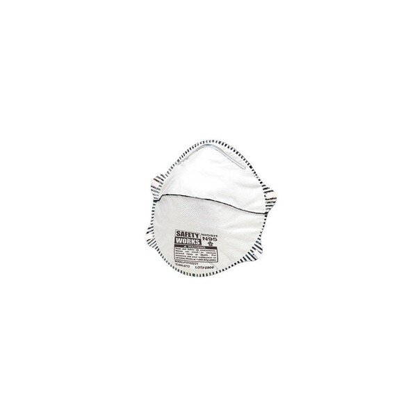 Safety Works Disposable Dust Respirator, One Size, N95 Filter, 95% Efficiency, White, 20PK 10102481 - main