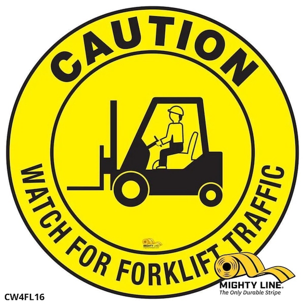 Mighty Line Caution Watch For Forklift Traffic, Floor, CW4FL16 CW4FL16 - main