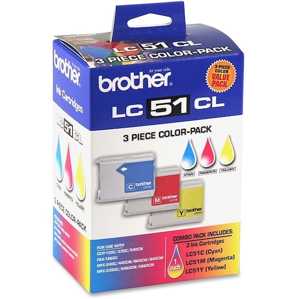 Brother Cyan, Magenta & Yellow Ink Cartridge Combo Pack LC513PKS - main