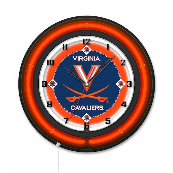 Holland Bar Stool University of Virginia 19 Double Neon Wall Clock Clk19BK - main