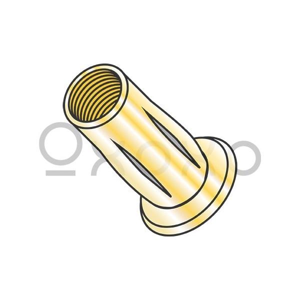 Oxoxo 5/16-18-.280 Large Flange Prebulbed Slot Body Rivet Nut Insert Steel Zinc Yellow, 500PK 628411 - main