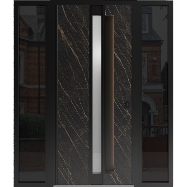 Vdomdoors Aluminum Door with Hidden Handle Hiddex 0155 Natural Noir Entry Steel Metal Modern Painted W14+36+1 HIDDEX0155EXD-NOIR-W14+36+14xH80-RH-I - main