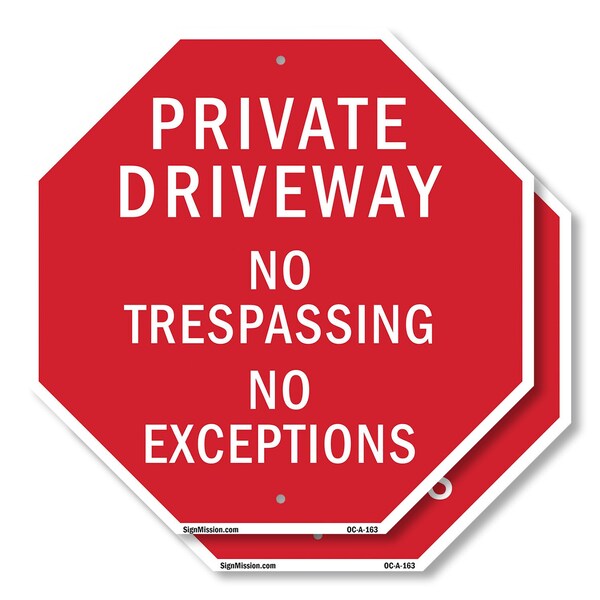 Signmission Private Driveway No Trespassing No, 6 inch X 6 inch, Plastic Sign, 2PK OC-P-2PACK-6-163 - main