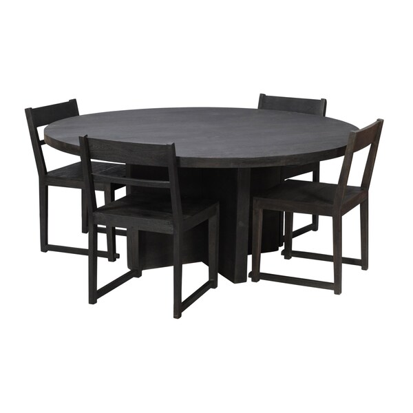 Homeroots 70" Dark Gray Rounded Solid Wood Dining Table 488707 - main