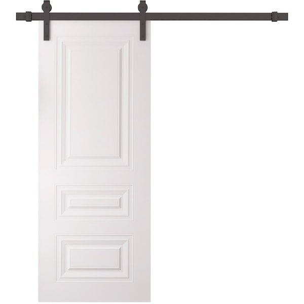 Sartodoors Barn Door 42 x 80 inches, BASIC 9233 White, 8FT Rail Track Heavy Hardware Set, Solid Panel Interi BASIC9233BD-B-SKIN-42 - main
