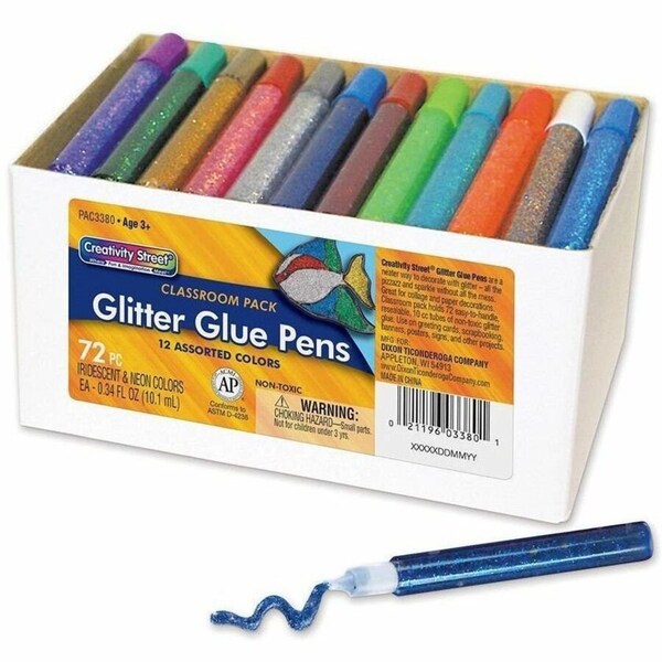 Creativity Street Glitter Glue Pens, Class Pack, Assorted Colors, 0.34 fl. oz., PK72 PAC3380 - main