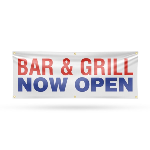 Signmission Bar and Grill Now Open, 24 Inch x 72 Inch, Vinyl Banner B-72-30478 - main