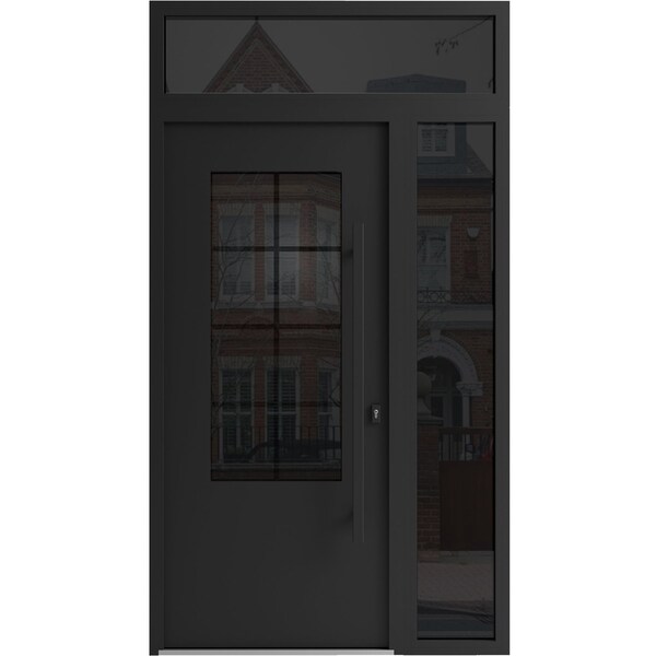 Vdomdoors Aluminum Door Iron 0101 Black Entry Steel Metal Classic Painted 52 x 94 (36+16 x 80+14)-Left Inswin IRON0101EXD-BLK-W36+16xH80+14-LH-I - main