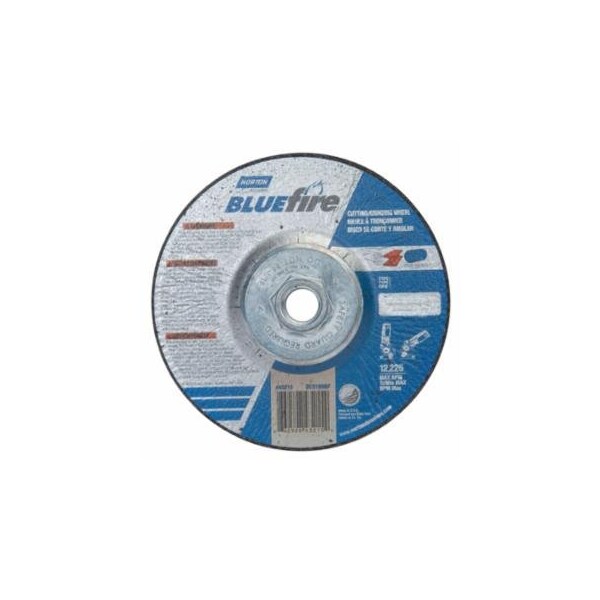 Norton Co Bluefire Type 27 Depressed Center Wheel, 5 in x 1/8 x 5/8-11, 24 Grit, Zirconia Alumina, 10PK 547-66252843215 - main