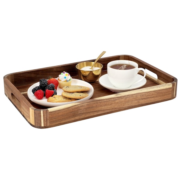 Megachef Acacia Wood 17.75 x 12 Inch Rectangle Serving Tray 750122158M - main