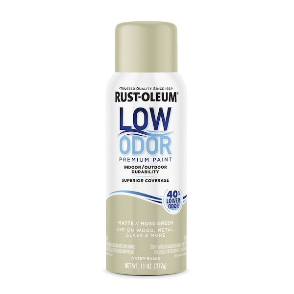 Rust-Oleum Low Odor Spray Paint, Water-Based, Alkyd, Moss Green, Matte 388283 - main