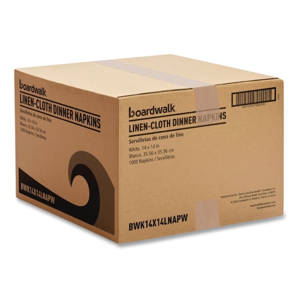 Boardwalk Linen-Feel Flat Napkins, 1-Ply, 14 x 14, White, 1000PK 14X14LNAPW - main