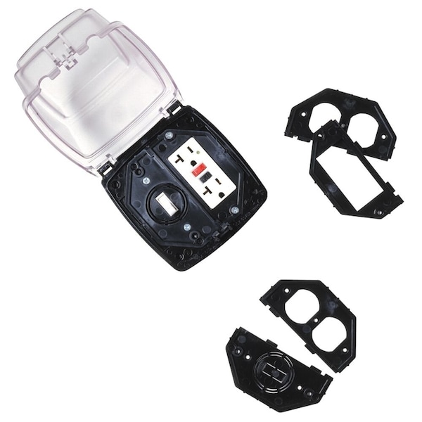 Intermatic Plastic In-Use Weatherproof Cover, Double-Gang, Vrt, 2.25-in Clear WP1220C - main