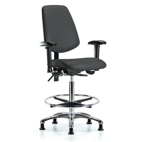 Blue Ridge Ergonomics High Bench Chair Adjustable Arms, 26" to 35-1/2" Height, Vinyl, Charcoal BR-VHBCH-MB-CR-T1-A1-CF-RG-8605 - main
