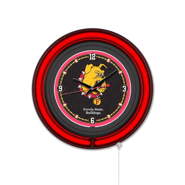 Holland Bar Stool Ferris State University 15 Double Neon Wall Clock Clk15BK - main