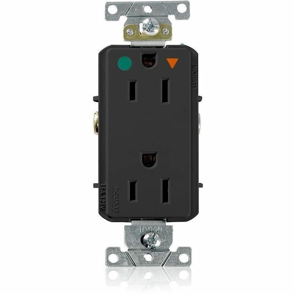 Leviton Duplex Outlet, Iso Grd, Black, 15A, 125V D8200-IGE - main