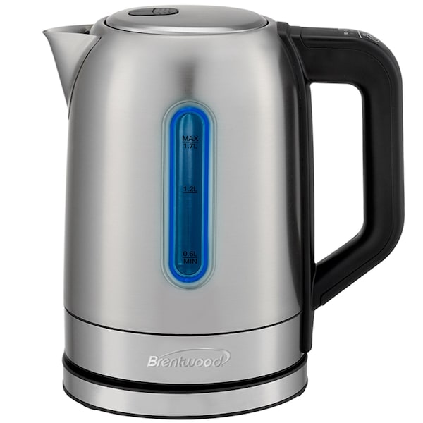 Brentwood Industries 1500 Watt Stainless Steel 1.7 Liter Electric Kettle with 5 Temperature Presets in Silver KT-1796DS - main