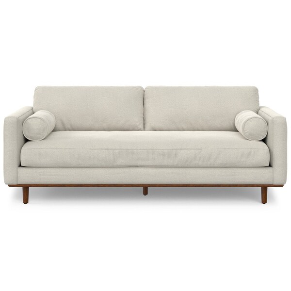 Homeroots 89" Cream Fabric Sofa With Brown Legs 641002 - main