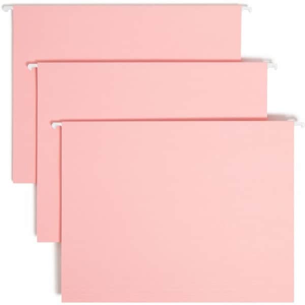 Smead COLORED HANGING FILE FOLDERS, LETTER SIZE, 1/5-CUT TAB, PINK, 25PK 64066 - main
