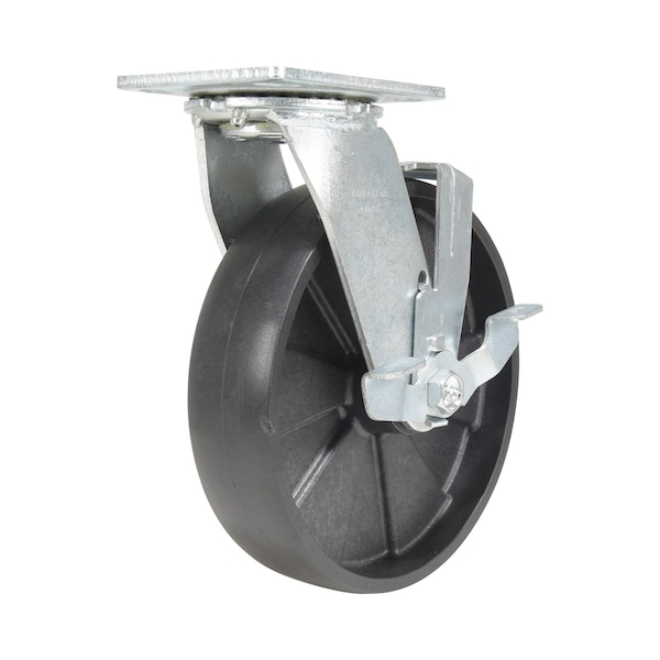 Vestil Glass Filled Nylon Swivel With Brake Caster 8 In. Diameter x 2 In. Width 1250 lb Black CST-VE-8X2GFN-SWB - main