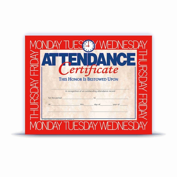 Hayes Attendance Certificate Pack of 5 VA580-5 - main