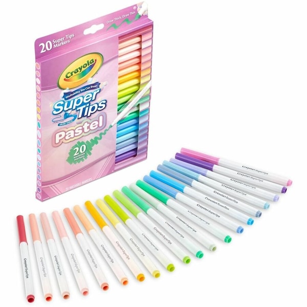 Crayola Super Tips Washable Markers, Pastels, 20PK 587516 - main