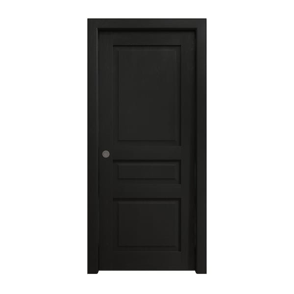 Sartodoors Sliding Pocket Door 32 x 84 inches, Ego 5012 Painted Black Oak, Kit Rail Hardware, Solid Wood Int EGO5012PD-CHK-3284 - main