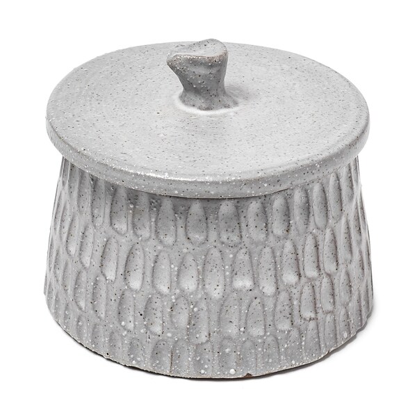 Homeroots 5" Gray Ceramic Box With Lid 392825 - main