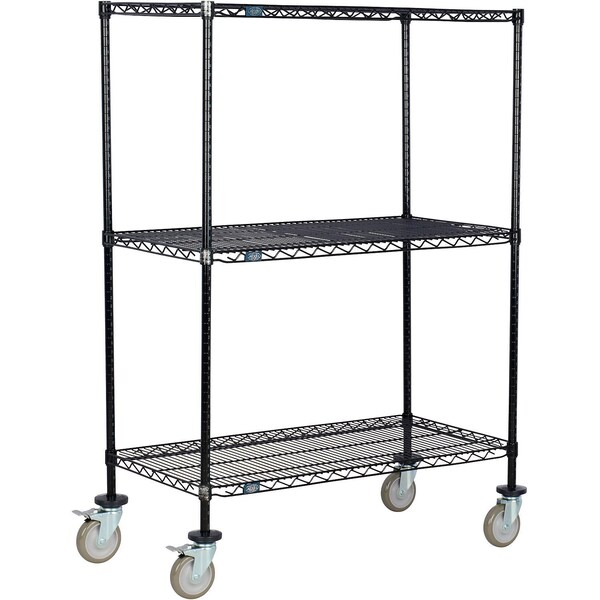 Global Industrial Nexel 3 Shelf Truck, Black Epoxy, 36"W x 21"D x 80"H, Polyurethane Swivel Casters, 2 Brakes B3156711 - main