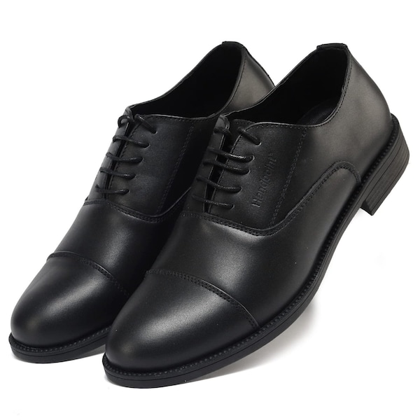 Handpoint Mens Black Oxford Dress Shoes-Genuine Full Grain Leather Lace-Up Business Shoes, 12 DS501BK-D-12 - main