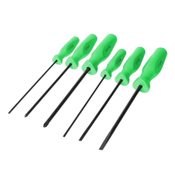 Mayhew Hi Vis Green 6 Pc Long Slotted & Phillips Screwdriver Set 27021LTHVG - main