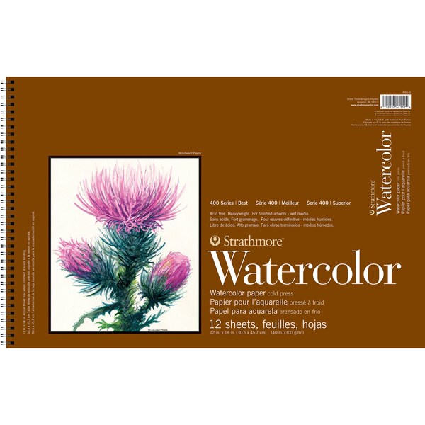 Strathmore 400 Series Watercolor Pad, Side Wire Binding, 12 Sheet, 12x18 inch P440-3-03 - main