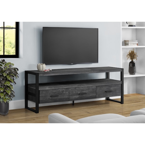 Monarch Specialties Tv Stand, 60 Inch, Console, Storage Drawers, Living Room, Bedroom, Metal, Black I 2823 - main