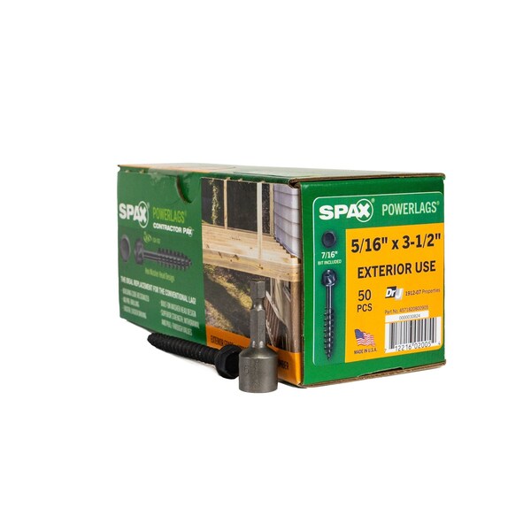 Spax 5/16 in x 3-1/2 in Exterior Structural Wood Lag Screws Powerlags Hex Head Hex, 50PK 4571820800905 - main