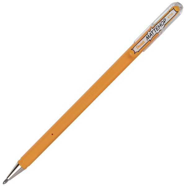 Pentel Hybrid MATTEHOP Gel Roller, 1.0mm, Matte Yellow Orange Ink, 12PK K110-VF2 - main