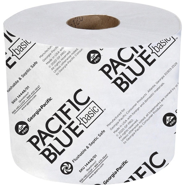 Pacific Blue Envision, Standard Core, 1 Ply, 1500 Sheets, White, 48 PK 14448/01 - main
