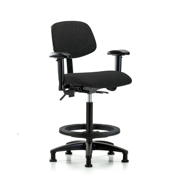 Blue Ridge Ergonomics Chair, Fab, Hi Bench, Tilt AA BF Glides, Blk, 6-Way Adjustable, 26" to 35-1/2" Height, Black BR-FHBCH-RG-T1-A1-BF-RG-F42 - main