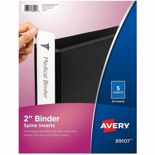 Avery Dennison Avery, Binder Spine Inserts, 2in Spine Width, 5PK 89107 - main