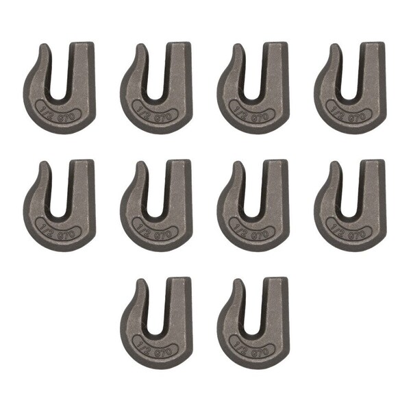 Mytee Products G70 1/2 in Weld On Chain Grab Hooks 11300 lbs WLL Truck Weldable Grab Hooks, 10PK GH-F-12G70x10 - main