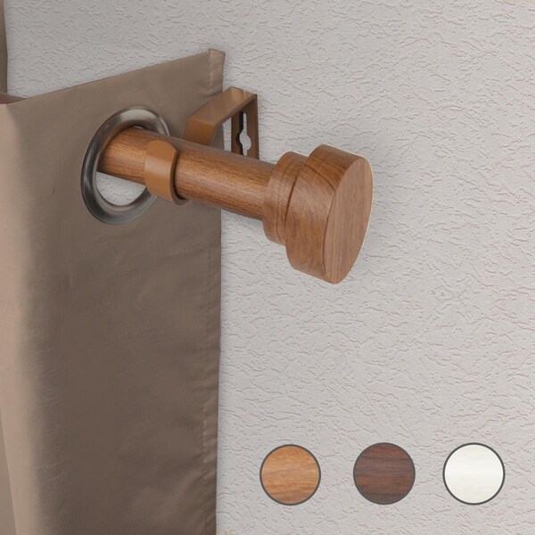 Central Design 1 in. Cover Faux Wood Curtain Rod with 66 to 120 in. Extension, Chestnut W100-37-66W3 - main