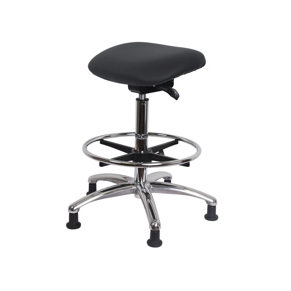 Blue Ridge Ergonomics CL100CleanRoom Sit-Stand-Standing Ht with Chrome Foot Ring Stat Glides in Charcoal Trailblazer Vinyl CLR-VSTSS-CR-CF-RG-8605 - main