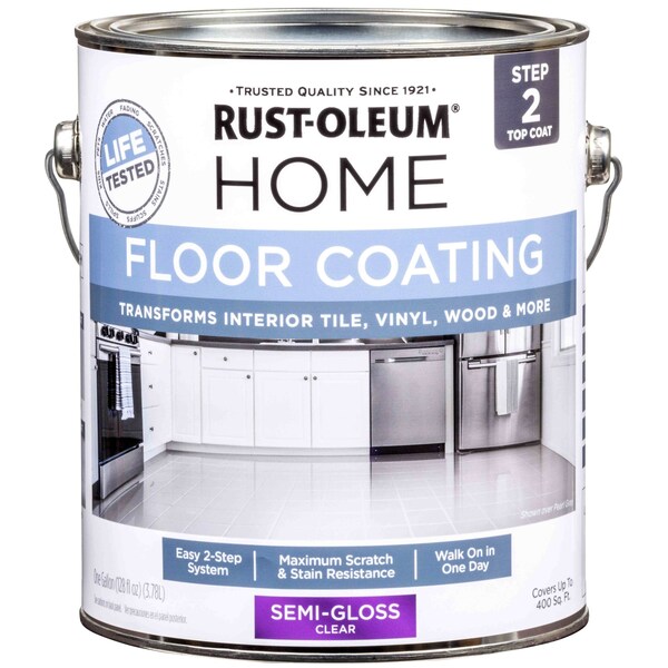 Rust-Oleum HOME Floor Coating, Top Coat, Clear, Semi-Gloss, 1 Gallon 358584 - main