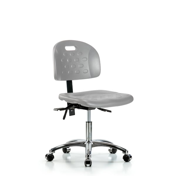 Blue Ridge Ergonomics Polyurethane Chair Chrome-Desk Height with Seat Tilt & Casters in Gray Polyurethane HPDHCH-CR-T1-A0-CC-GRY - main