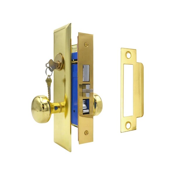 Ecs Hardware Durable Heavy Duty Mortise Knob Lock US3 Polished Brass, 2-3/4 in Larger Backset, Right Handed ECSH-ML234-PB-SC1-RH - main