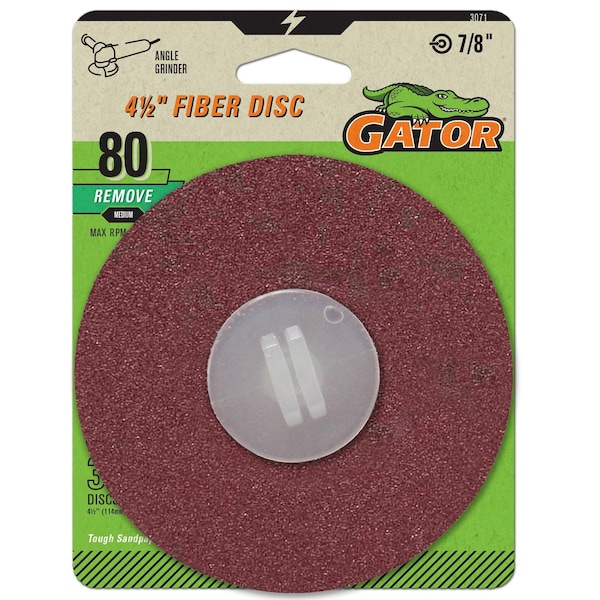 Gator Finishing 4.5 in. Power Angle Grinder Fiber Disc, 80 Grit, Medium, 3PK 3071 - main
