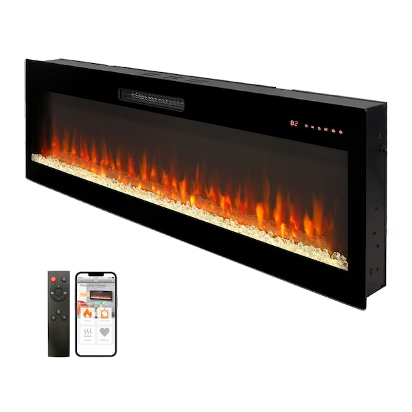 Edendirect Smart 50" WiFi-Enabled Electric Fireplace Heater, Recessed in-Wall and Wall-Mounted ZR-W1769P249200 - main