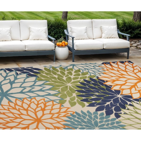 Homeroots 12' X 15' Blue And Green Indoor Outdoor Area Rug 521638 - main