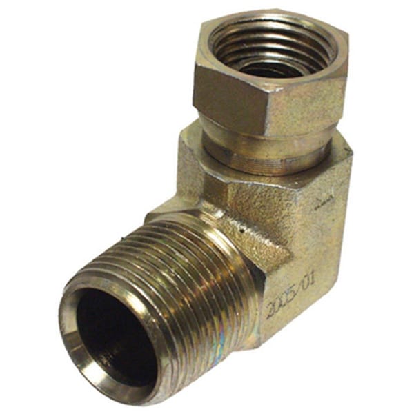 Gizmo 39005100 .37 in. Male Pipe x .50 in. Female Pipe, 90 Degree Swivel Hydraulic Adapter GI570317 - main